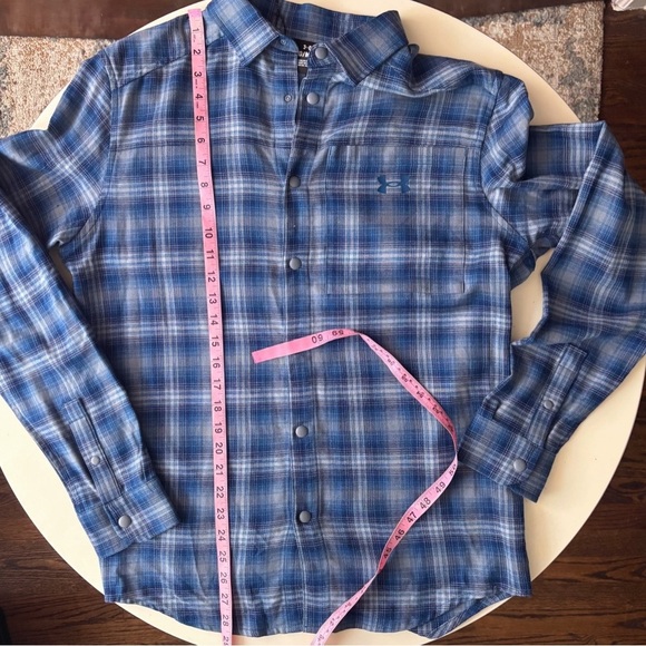 Under Armour Men's Slim Tradesman Flex Flannel Button Down Size Medium New Blue - Picture 2 of 8